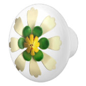 エキゾチック熱帯ヒッピーデイジーフラワーホワイトグリーン セラミックノブ (右)