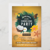 エキゾチック熱帯ビーチ卒業パーティー招待状 招待状 (正面)