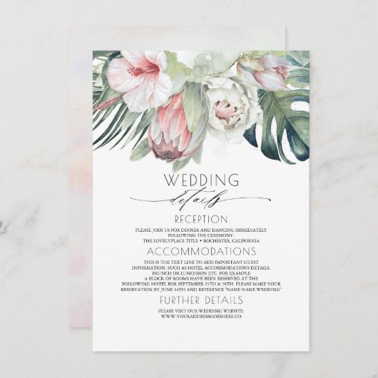 エキゾチック熱帯ビーチ結婚式インフォメーションゲスト エンクロージャーカード (正面/裏面)