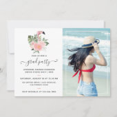 エキゾチック熱帯ピンクフラミンゴ卒業パーティー 招待状 (正面)