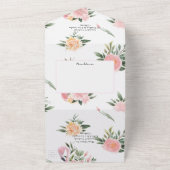 エキゾチック熱帯ピンクフラミンゴ結婚のモノグラム オールインワン招待状 (外側)