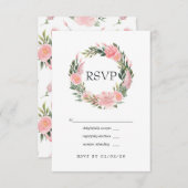 エキゾチック熱帯ピンク結婚フラミンゴ 出欠カード (正面/裏面)