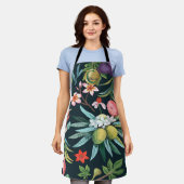 エキゾチック熱帯フローラパラダイスモノグラム エプロン (着用した状態)
