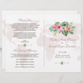 エキゾチック熱帯フローラ金ゴールド世界地図プログラム (正面/裏面)