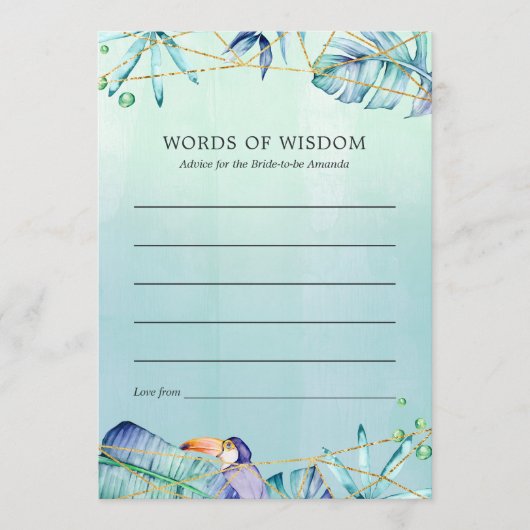 エキゾチック熱帯幾何学ブライダルシャワー アドバイスカード (正面)