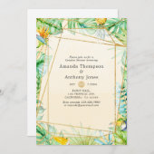 エキゾチック熱帯幾何学模様カップルのシャワー 招待状 (正面/裏面)