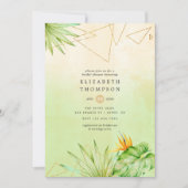 エキゾチック熱帯幾何学的な水カラーブライダルシャワー 招待状 (正面)