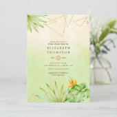 エキゾチック熱帯幾何学的な水カラーブライダルシャワー 招待状 (スタンド正面)