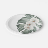 エキゾチック熱帯水の色の白い蘭 ペーパープレート (アングル)