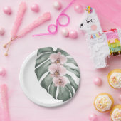 エキゾチック熱帯水の色ピンクの蘭 ペーパープレート (パーティー)