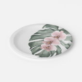 エキゾチック熱帯水の色ピンクの蘭 ペーパープレート (アングル)