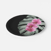 エキゾチック熱帯水の色ホットピンクの蘭 ペーパープレート (アングル)