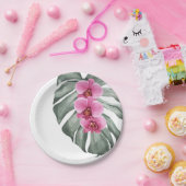 エキゾチック熱帯水の色ホットピンクの蘭 ペーパープレート (パーティー)