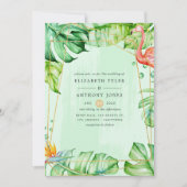 エキゾチック熱帯結婚幾何学模様 招待状 (正面)