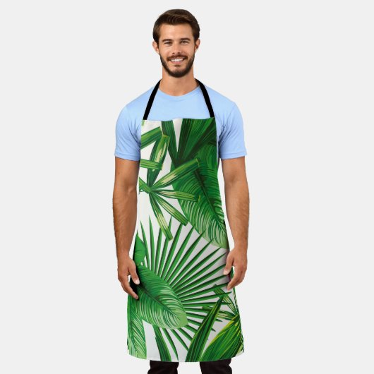 エキゾチック熱帯自然葉緑の組成物 エプロン (着用した状態)