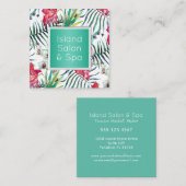 エキゾチック熱帯花と葉島スタイル スクエア名刺 (正面/裏面)