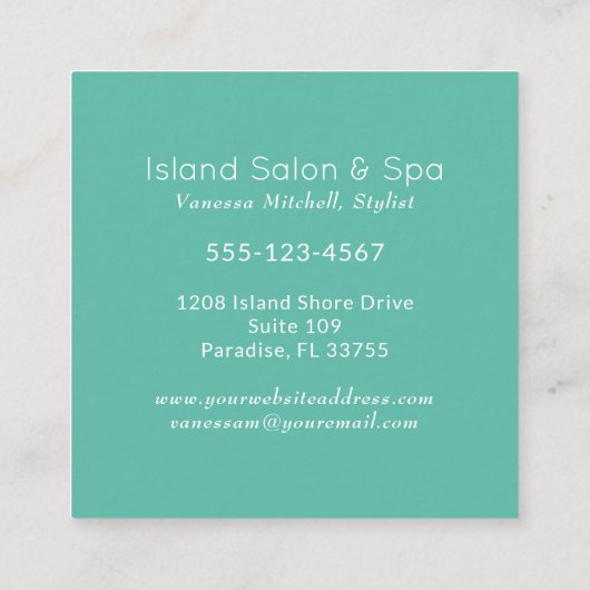 エキゾチック熱帯花と葉島スタイル スクエア名刺 (裏面)