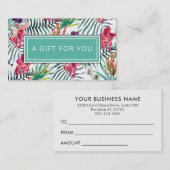 エキゾチック熱帯花の柄のギフト証明書 割引カード (正面/裏面)