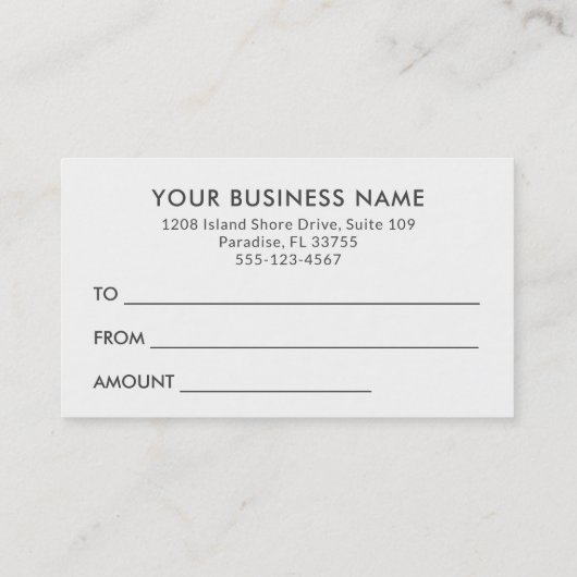 エキゾチック熱帯花の柄のギフト証明書 割引カード (裏面)