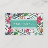 エキゾチック熱帯花の柄のギフト証明書 割引カード (正面)