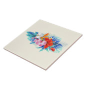 エキゾチック熱帯花 – ピンク&アクアマリン タイル (側面)