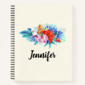 エキゾチック熱帯花 – ピンク&アクアマリン ノートブック (正面)