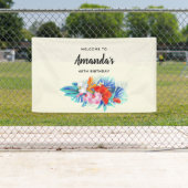 エキゾチック熱帯花 – ピンク&アクア誕生日 横断幕 (インサイチュ)