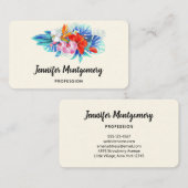エキゾチック熱帯花 – ピンク&アクア 名刺 (正面/裏面)