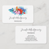エキゾチック熱帯花 – ピンク&アクア 名刺 (正面/裏面)