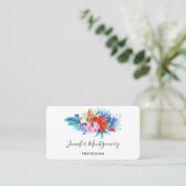 エキゾチック熱帯花 – ピンク&アクア 名刺 (スタンド正面)