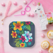 エキゾチック熱帯花 ペーパープレート (パーティー)