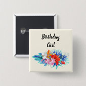 エキゾチック熱帯花 – 誕生日ガール 缶バッジ (正面&裏面)