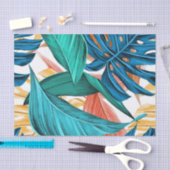 エキゾチック熱帯葉プリント 薄葉紙 (クラフト)