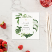 エキゾチック熱帯葉金ゴールドクロスボーイバプテスマ スタンダードカクテルナプキン (インサイチュ)