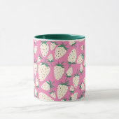 エキゾチック白いちごカラフル果実おもしろいピンク マグカップ (中央)