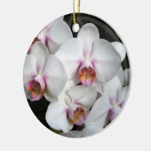 エキゾチック白い蘭の花。ハッピーバースデー。 セラミックオーナメント (左)