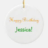 エキゾチック白い蘭の花。ハッピーバースデー。 セラミックオーナメント (裏面)