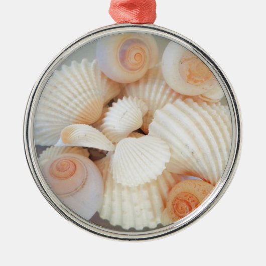エキゾチック白ピーチシーシェルサマービーチ メタルオーナメント (正面)