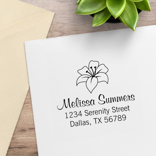 エキゾチック百合花のアドレス ラバースタンプ