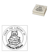 エキゾチック短毛猫、図書館の本 ラバースタンプ (押印)