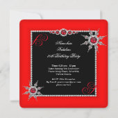 エキゾチック素晴らしい30レッドシルバースノーフレーク写真 招待状 (裏面)