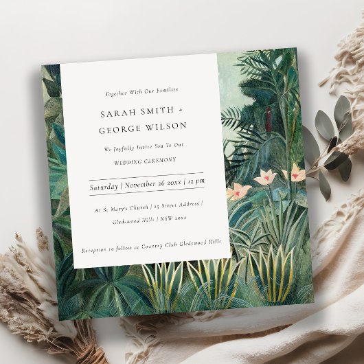 エキゾチック素朴熱帯雨林の結婚式の招待 サンキューカード