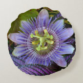 エキゾチック紫パッシフローラパッションフラワーボタニカル ラウンドクッション (裏面)