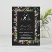 エキゾチック紫ピンクイエローワイルドフラワー30歳の誕生日 招待状 (スタンド正面)