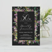 エキゾチック紫ピンクイエローワイルドフラワー50誕生日 招待状 (スタンド正面)