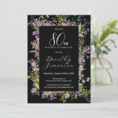 エキゾチック紫ピンクイエローワイルドフラワー80誕生日 招待状 (スタンド正面)