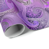 エキゾチック紫ペイズリーボホダマスクパターン ラッピングペーパー (ロールコーナー)