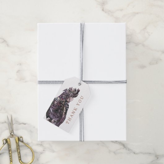 エキゾチック紫色の梅のオウムありがとう ギフトタグ (より糸付き)