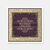 エキゾチック紫金ゴールド華美グリッターパーソナライズされた スタンダードカクテルナプキン (正面)