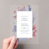 エキゾチック絵を描な手フローラ透結婚明 アクリル招待状 (インサイチュ (ポータブル))